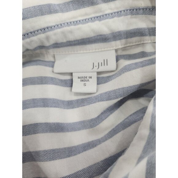 J. Jill Top Tunic Blue & White Striped Long Sleeve Button Cotton Women's Small - Picture 6 of 8